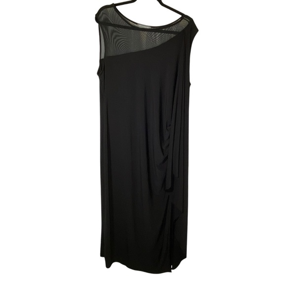 Kate & Mallory  Women sz XL Stretch Mesh asymetrical shoulder Black Midi Dress - Picture 1 of 7